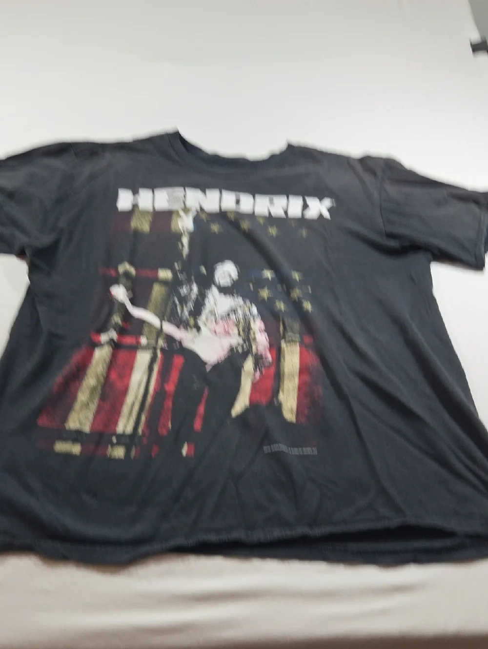Jimi Hendrix Black Graphic Short Sleeve Tee Distressed - Picture 1 of 6